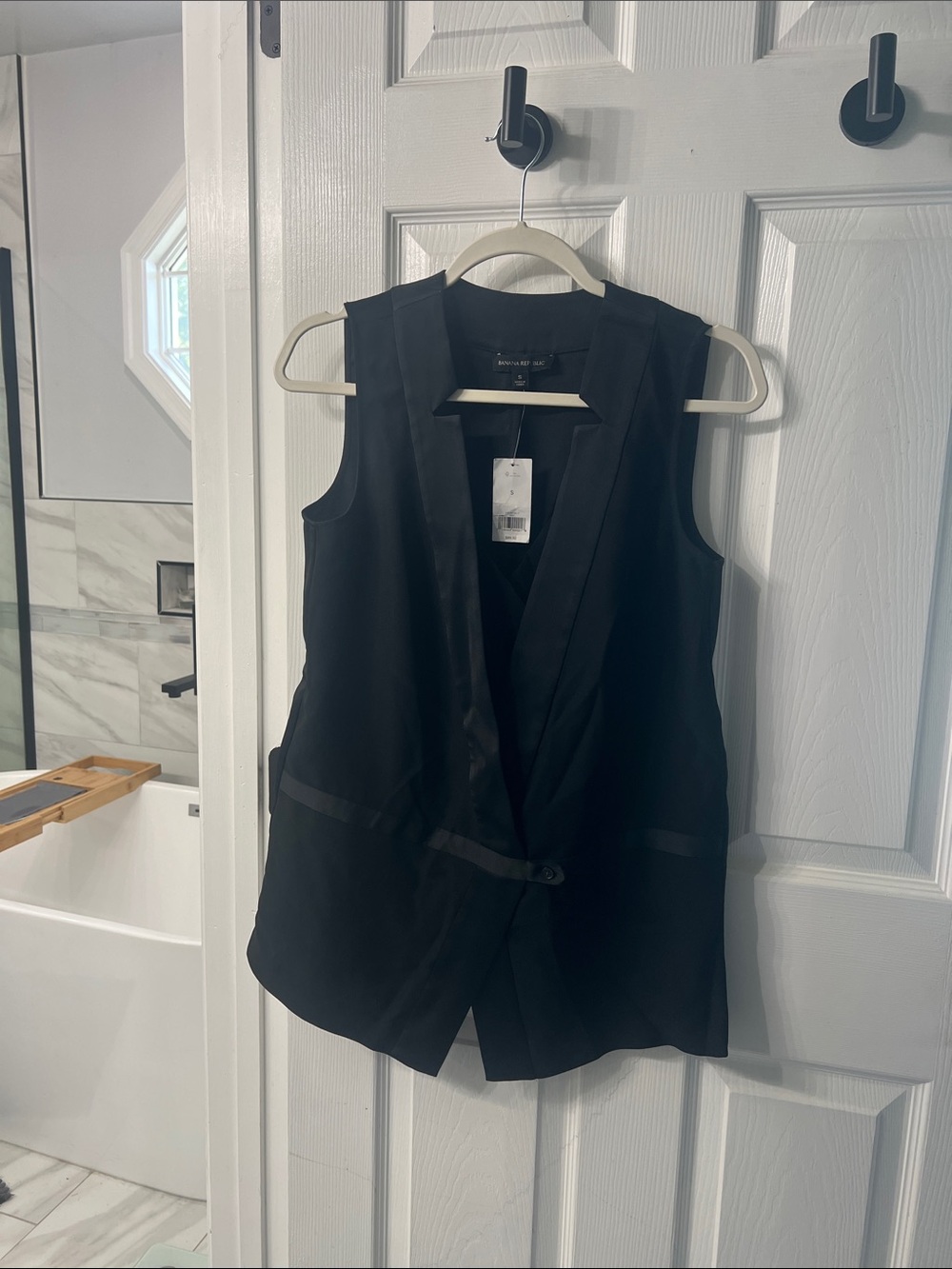 Banana Republic Black Tuxedo Longline Vest Blazer NWT S